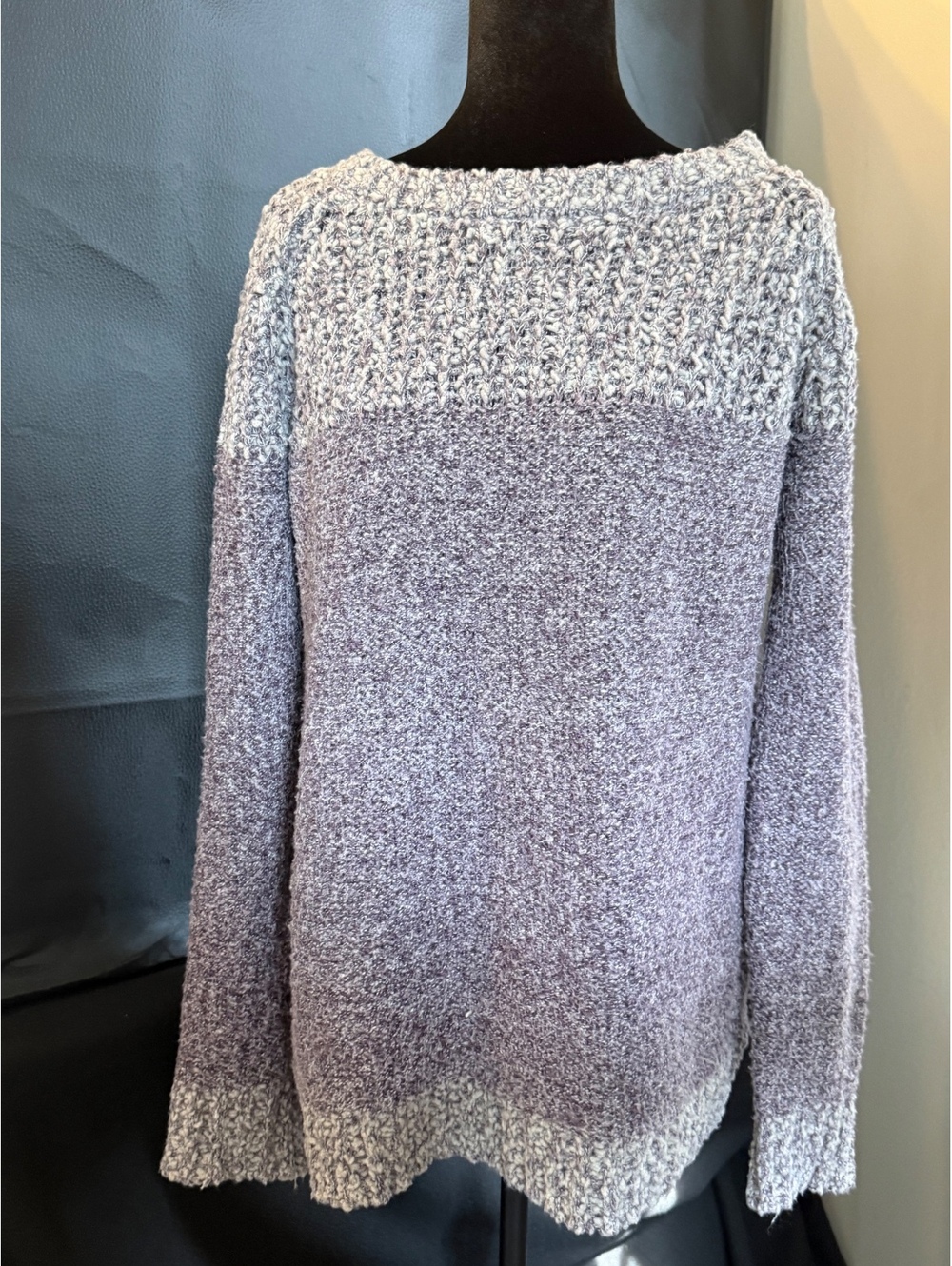 Fate Women's Large Purple and Gray Textured Pullover Sweater